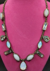 Silpada KR 20 1/4 " Brass Chain Crystal Opal Glass Fashion Collar Necklace A88 - Picture 1 of 5