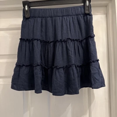 Pantalón corto Abercrombie Kids azul marino con volantes en capas mezcla de lino talla 11-12 nuevo con etiquetas Foto 1 de 4