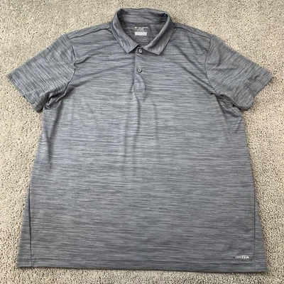 Tek Gear DryTek Polo Shirt Men's XL Gray Short Sleeve Heather Striped - Image 1 of 4
