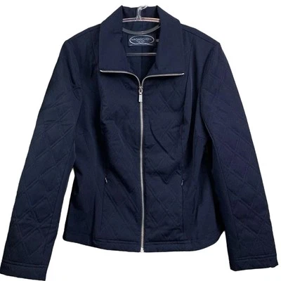 Chaqueta informal Magaschoni New York acolchada con cremallera y bolsillos azul marino talla 4 Foto 1 de 4