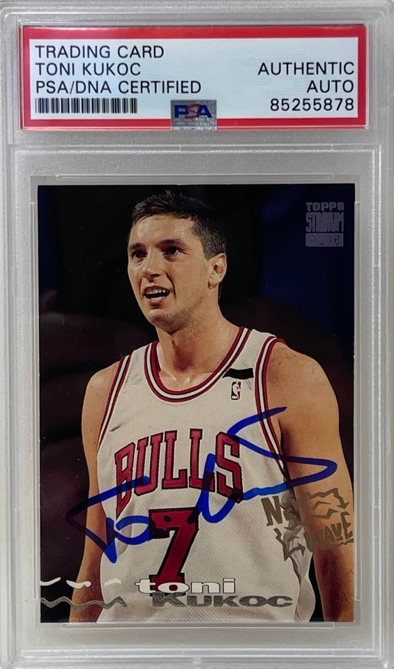 Toni Kukoc Signed 1993-94 Topps Stadium Club Chicago Bulls Rookie Card #275 PSA - Image 1 of 2