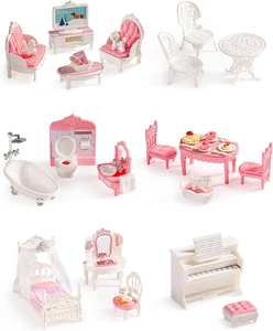 Dollhouse Furniture, Pink Doll House Accessories and Furniture for Dining Room,  - Picture 1 of 12