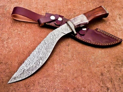 15" Custom Handmade Damascus Blade Kukri Knife Hunting Knife Bowie Knife TR-4195 - Image 1 of 4