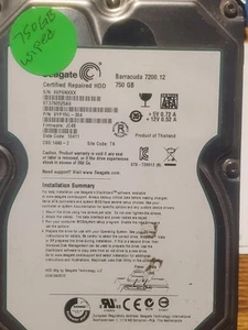 Seagate ST3750525AS 9YP15G-304 Hard Drive 750GB 3.5" SATA - Picture 1 of 3