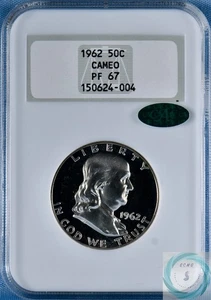 1962 Franklin Half Dollar NGC PF 67 CAMEO w/CAC - Classic Cameo in Old Fatty! - Picture 1 of 12