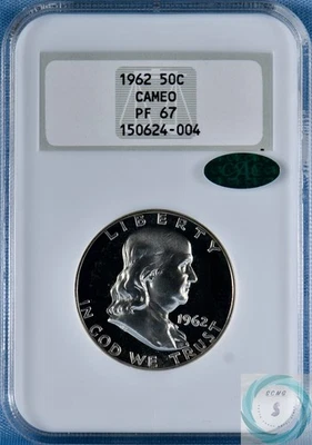 1962 Franklin Half Dollar NGC PF 67 CAMEO w/CAC - Classic Cameo in Old Fatty! - Image 1 of 4