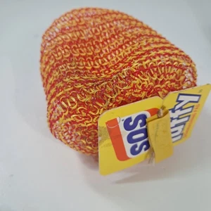 Vintage SOS Tuffy Dishwashing Pad Sponge ORANGE YELLOW 1994 scouring dishes - Picture 1 of 7