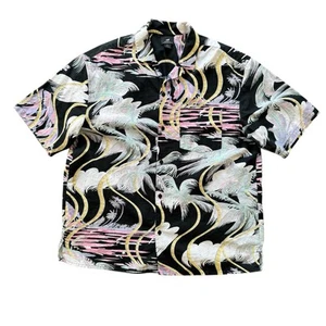 Camisa hawaiana para hombre H&M grande negra mezcla de lino manga corta abotonada - Imagen 1 de 6