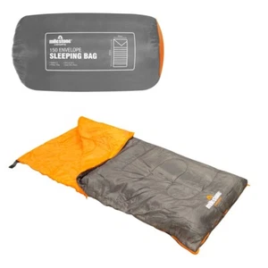 Milestone Camping Rectangular Sleeping Bag for Adults & Kids, Grey & Orange - Picture 1 of 7