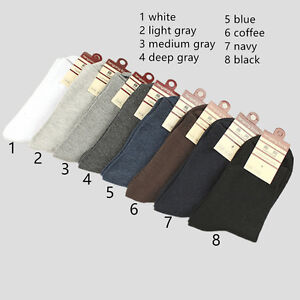 1Pair Men Women Business Breathable Cotton Blend Socks Pure Color Dress Socks