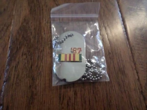 U.S MILITARY DOG TAG 1967 VIETNAM SERVICE BAR WITH CHAIN CHROME PLATED METAL TAG - Picture 1 of 8