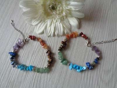 Armband Edelsteine Mehrfarbig Karabinerverschluß - Bild 1 von 2