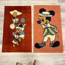Vintage TURKISH Mickey Mouse and Donald Duck Rugs Set of 2 Unique Rare 50inx30in