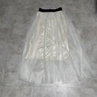 Cream Silky Skirt With Long Ballet Tulle White Sheer Layered Skirt One Size