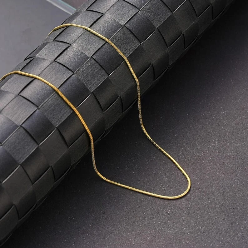 18K Gold Plated Snake Chain 925 Sterling Silver Men & Women Necklace 16-30" Foto 1 de 1