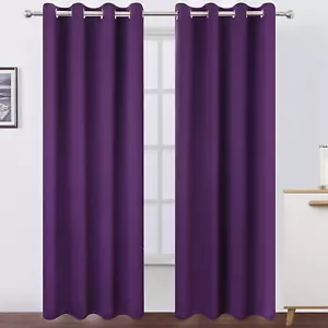Blackout Curtains 66 X 84 Inch/Purple Curtains Set of 2 Panels/Thermal Insulated - Picture 1 of 10