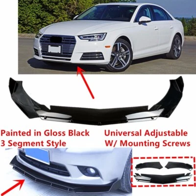 Add-on Universal For 2017-2018 AUDI A4 B9 Front Bumper Lip Splitter Gloss Black - Image 1 of 4