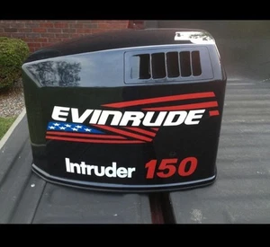 2 - 15 inch Evinrude flag Outboard decals marine vinyl with intruder 150 decals - Picture 1 of 2