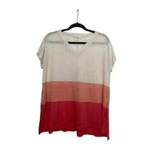 Women’s Entro Tunic Top Pink 3 Color Block Size Small - Picture 1 of 6