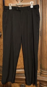 George Black Dress Pants Mens 34X27 Button Slash Pockets Pleated - Picture 1 of 6