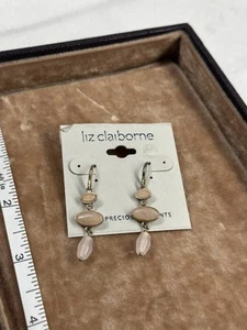 Earrings Liz Claiborne Pink Stones New - Picture 1 of 3