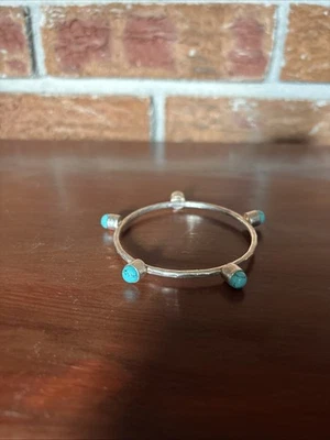 Sterling Silver Bangle Small Size Turquoise Bracelet 925 - Image 1 of 4