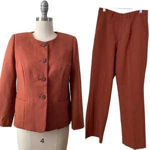 70's VTG Women's Pant Suit Outfit Blazer Jacket Pants Size S Burnt Orange  - Picture 1 of 10