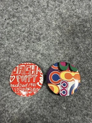 Broches prendedores Coach vintage estampados amapola multicolor Foto 1 de 4