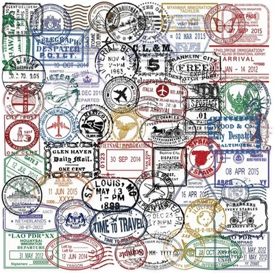60Pcs прозрачный путешествий марки наклейки - винтажные марки паспорта почтовый штемпель  - Изображение 1 из 4
