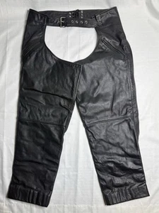 FMC First Manufacturing Co Schwarz Leder Motorrad Chaps Herren Größe XXL - Bild 1 von 8