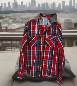 FRANKLIN MARSHALL SMART LUMBER JACK CHECK HOODIE TOP SHIRT S - Picture 1 of 5