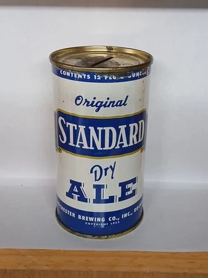 LATA DE CERVEZA ORIGINAL ESTÁNDAR DRY ALE TAPA PLANA BANCO - ROCHESTER NY letras azules Foto 1 de 4