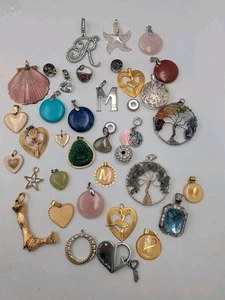 x38 Assorted Pendants & Charms Mix Media For Jewelry Making Repurposing - Picture 1 of 18