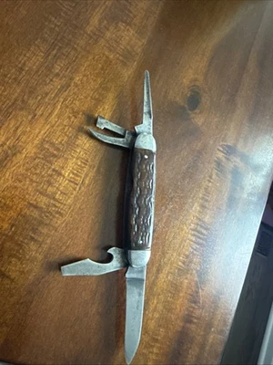 Faca de bolso vintage PAL Blade Co EUA cabo de osso manilha 4 lâminas - Imagem 1 de 4