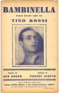 BAMBINELLA VON TINO ROSSI 1939 NOTEN TEILUNG KOSTENLOSER USA-VERSAND - Bild 1 von 1