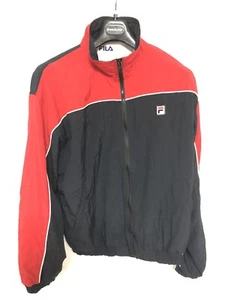 VTG FILA Men’s Black Large Spell Out Full Zip Windbreaker Coat Jacket Sz. XL - Picture 1 of 9