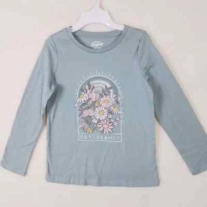 Oshkosh Long Sleeve Cotton T-Shirt Girl's Size 10 Green w/ Garden Theme - Picture 1 of 10