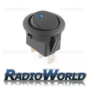 Blue LED Round Illuminated Rocker Switch Car Dash Light Latching ON/OFF 12v - Picture 1 of 1