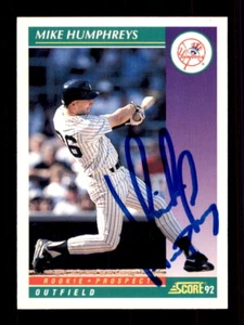 1992 Score #815 Mike Humphreys - On Card Autograph - Picture 1 of 2