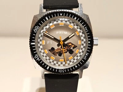 VINTAGE RARE RACING 32mm CZECHOSLOVAKIA MEN'S MECHANCAL WATCH"PRIM"F1 FORMULA 1 - Image 1 of 4