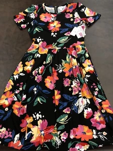 Vestido Lularoe Nuevo con Etiquetas Mujer Amelia Negro Brillante Floral Plisado 🦄 Pequeño 6/8 4/6 S - Imagen 1 de 10