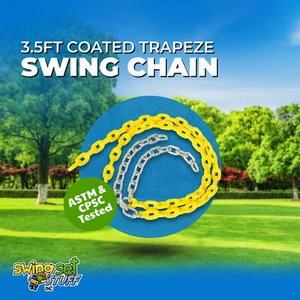 SWING SET STUFF 3 1/2 FT COATED TRAPEZE CHAIN YELLOW (PAIR) attachment ring 0053 - Picture 1 of 8