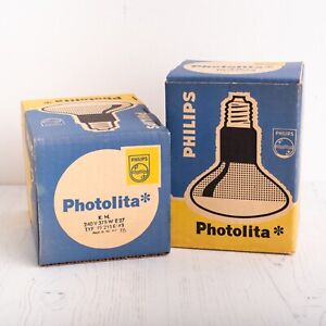 2 PHILIPS Photolita Lamp Bulbs 240V  375 W Vintage Argaphoto Lamps