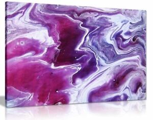 Pink Purple Abstract Marble Canvas Wall Art Picture Print Home Decor