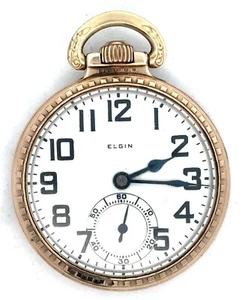1924 Elgin BW Raymond Grade 478 Model 15 12K Gold Filled Open Face Pocket Watch - Picture 1 of 9