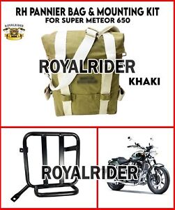 "Sac de valise RH, kaki et KIT de montage" adapté pour Royal Enfield Super...