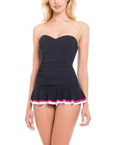 Profile by Gottex Women's Sweetheart Peplum One-Piece Swimsuit Size 8 Black - Picture 1 of 4