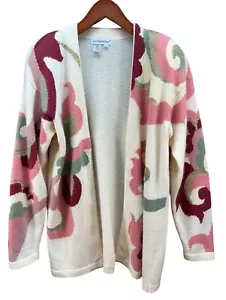 Vtg 80’s Outlander Open Cardigan Floral Angoria Wool Blend Women Sz 1+ (hole) - Picture 1 of 7