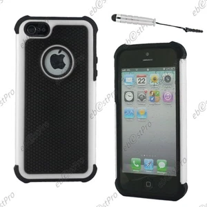 Coque Etui Rigide Silicone Armor Anti Choc Blanc pour iPhone 5S 5 +Mini Stylet - Photo 1 sur 1