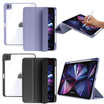 For iPad A16 11th 10th 9th 8th 7th Gen Clear Smart Case Cover W/Pencil Holder US - Image 1 of 4